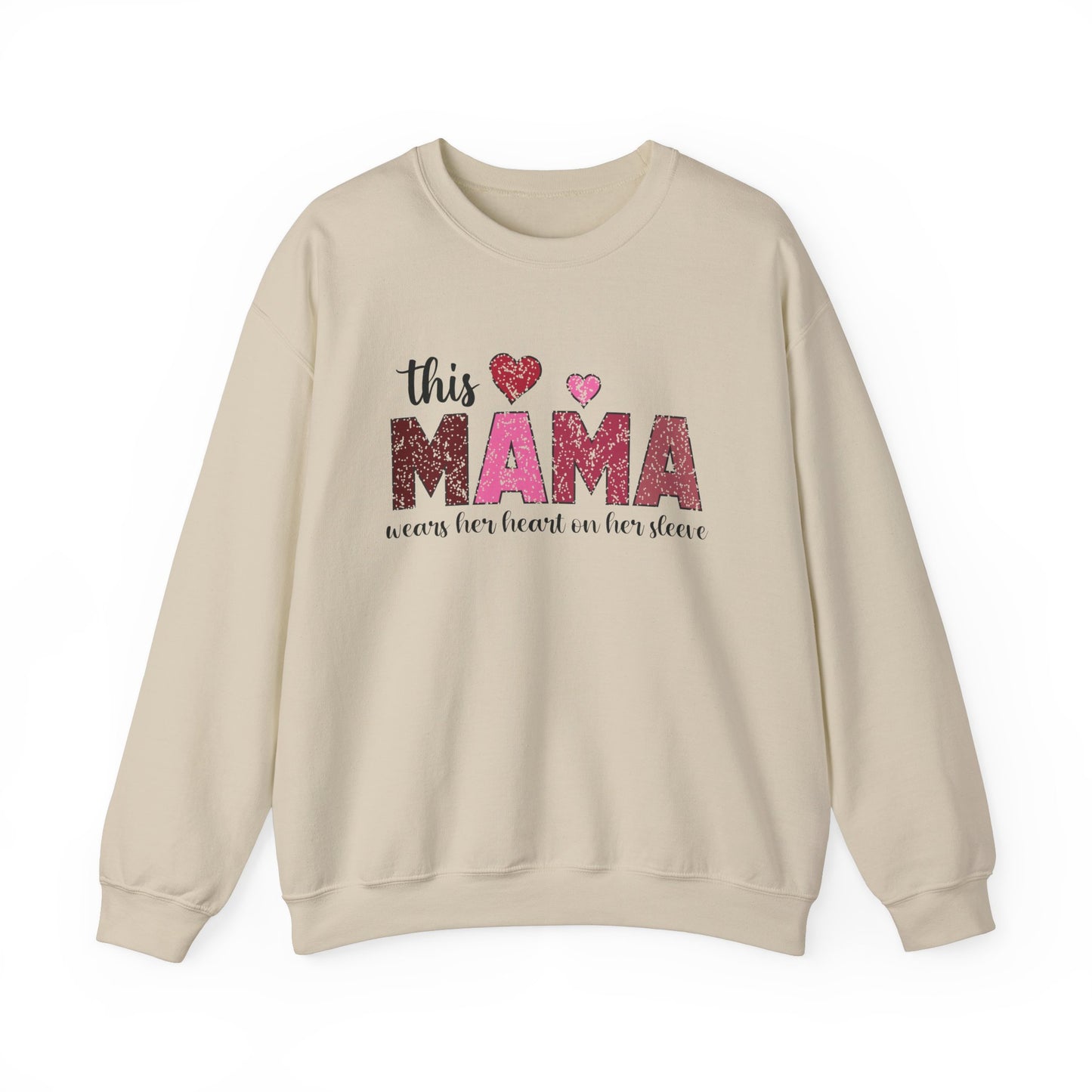 This Mama Wears Her Heart On Her Sleeve Sweatshirt, Heart On Sleeve Kids Names Sweater, Mama Hoodie, Kids Names Sweatshirt