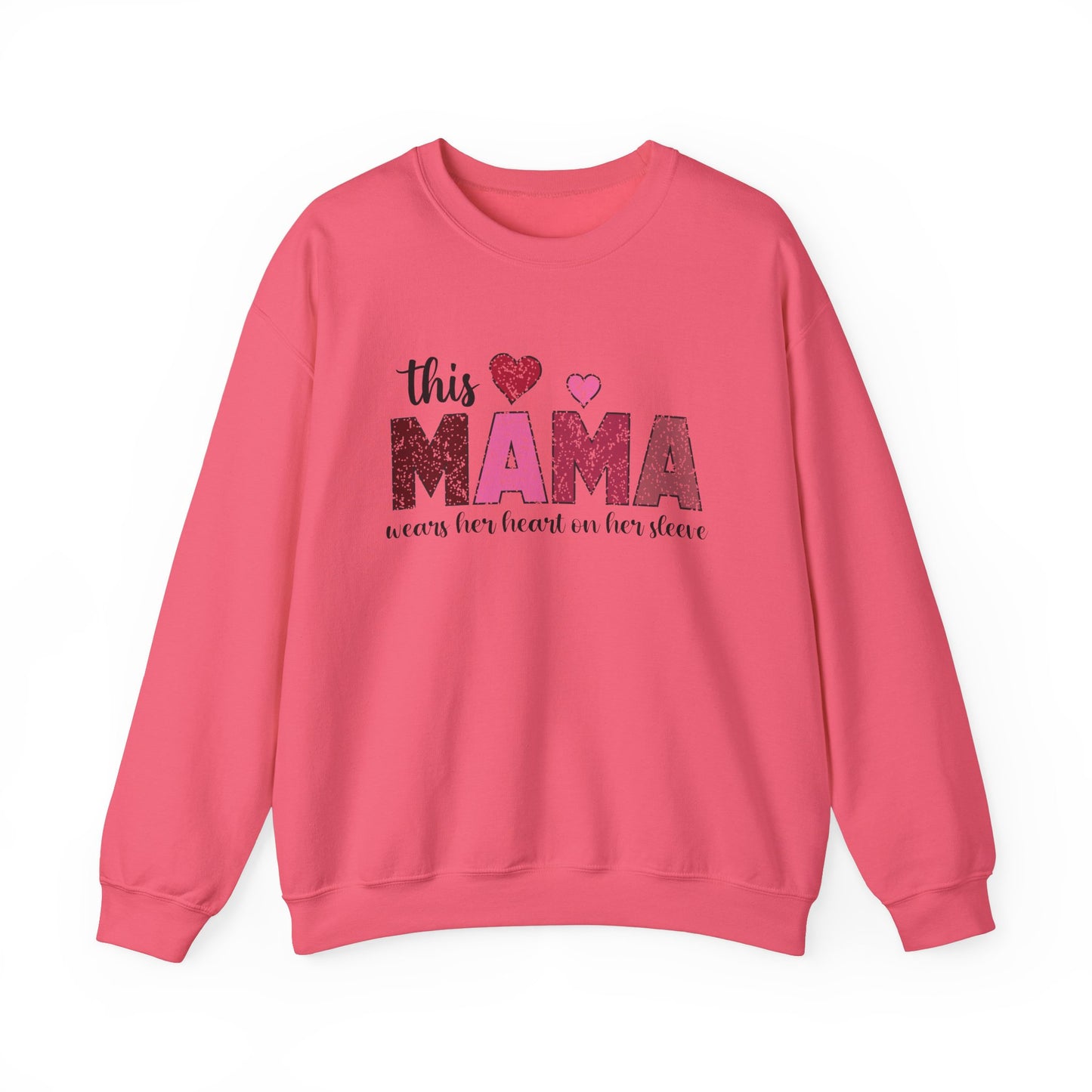 This Mama Wears Her Heart On Her Sleeve Sweatshirt, Heart On Sleeve Kids Names Sweater, Mama Hoodie, Kids Names Sweatshirt