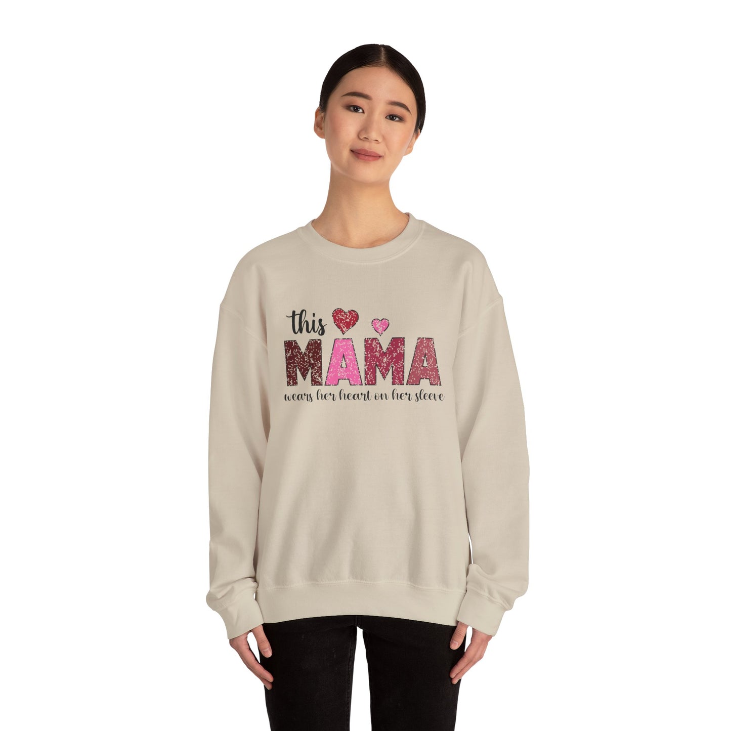 This Mama Wears Her Heart On Her Sleeve Sweatshirt, Heart On Sleeve Kids Names Sweater, Mama Hoodie, Kids Names Sweatshirt