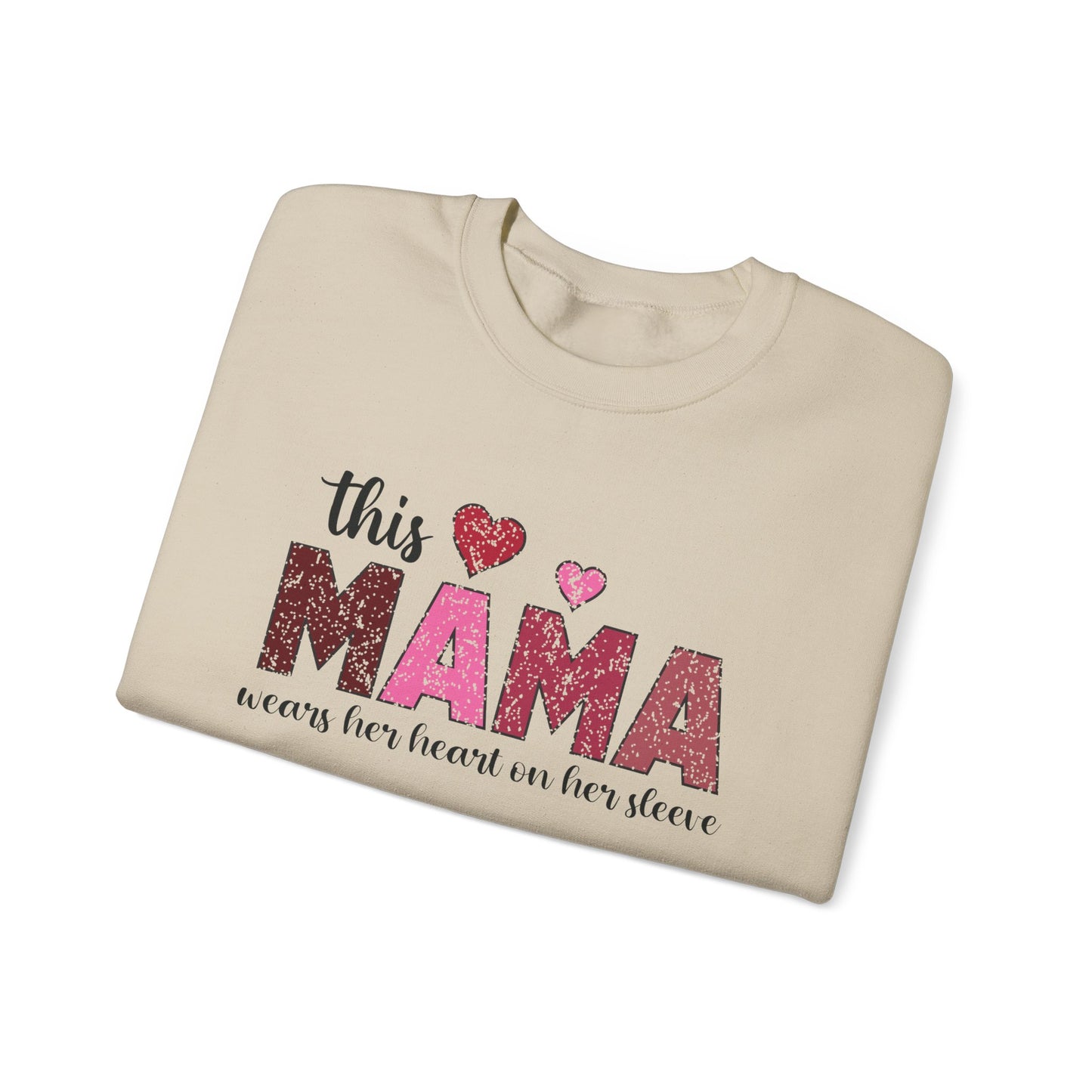 This Mama Wears Her Heart On Her Sleeve Sweatshirt, Heart On Sleeve Kids Names Sweater, Mama Hoodie, Kids Names Sweatshirt