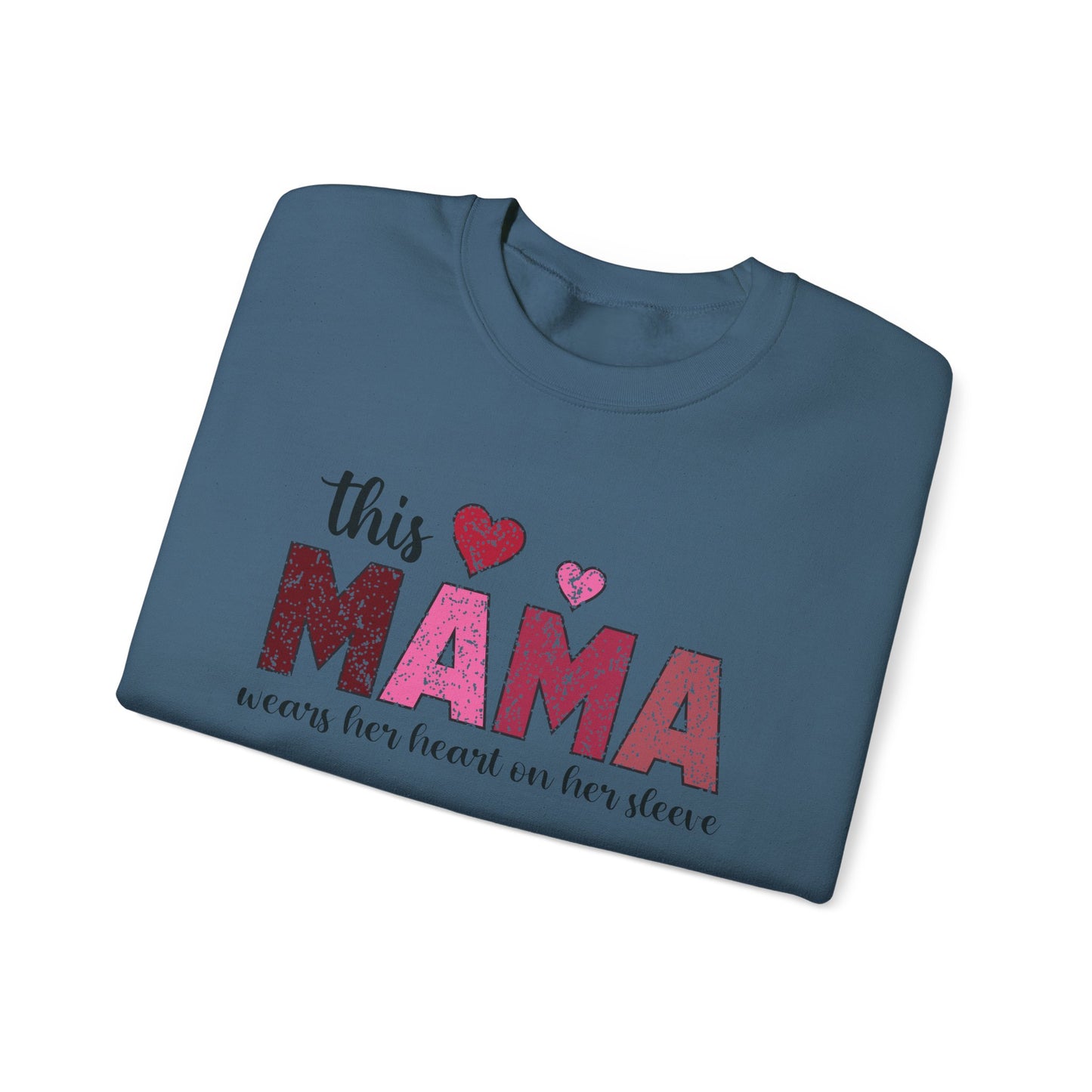 This Mama Wears Her Heart On Her Sleeve Sweatshirt, Heart On Sleeve Kids Names Sweater, Mama Hoodie, Kids Names Sweatshirt