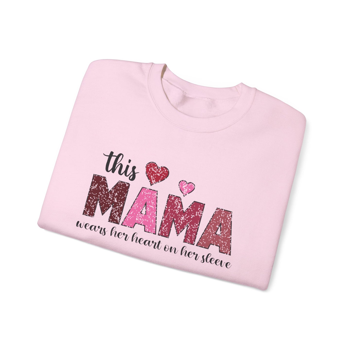 This Mama Wears Her Heart On Her Sleeve Sweatshirt, Heart On Sleeve Kids Names Sweater, Mama Hoodie, Kids Names Sweatshirt