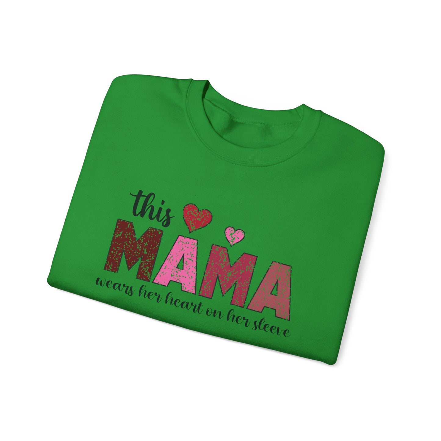 This Mama Wears Her Heart On Her Sleeve Sweatshirt, Heart On Sleeve Kids Names Sweater, Mama Hoodie, Kids Names Sweatshirt