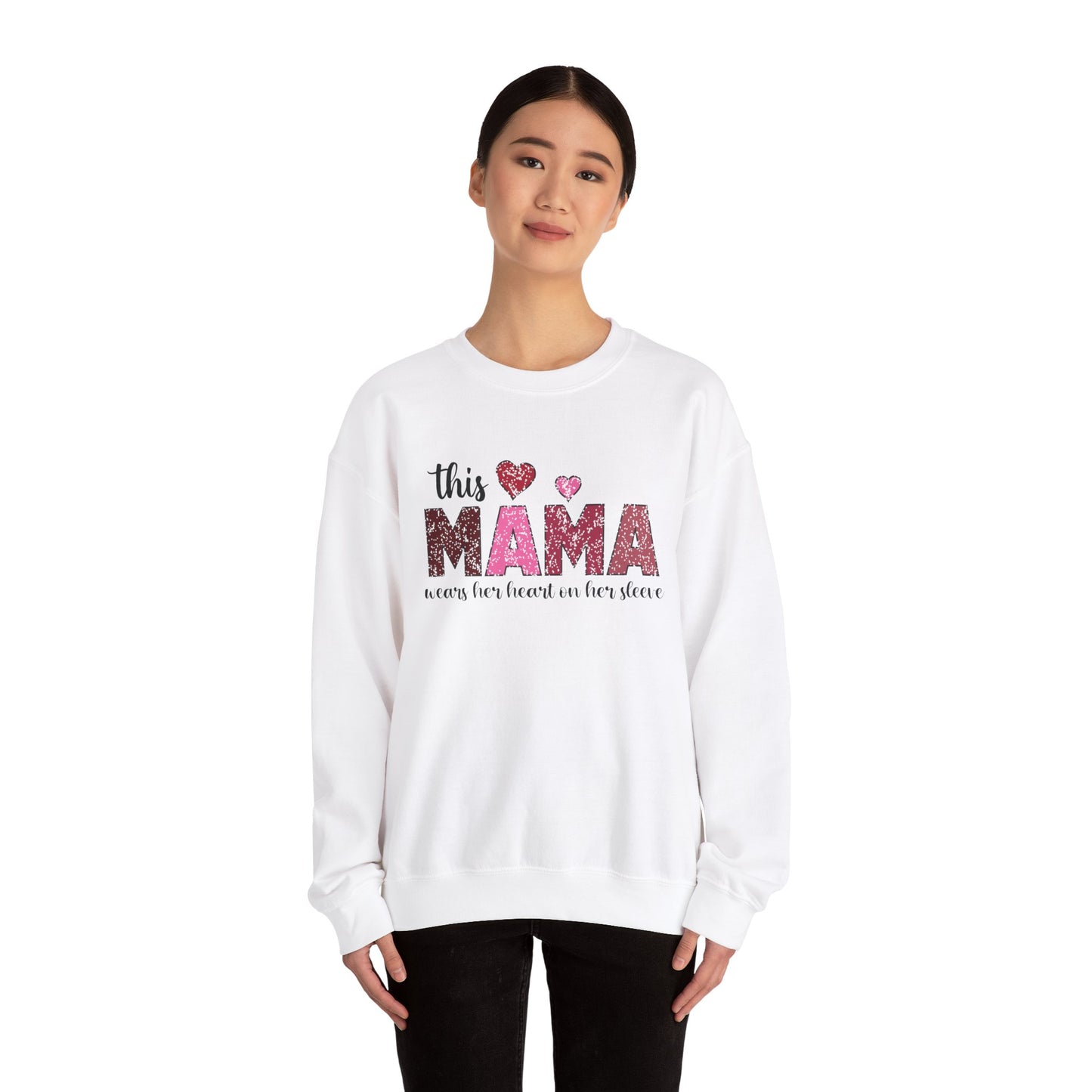 This Mama Wears Her Heart On Her Sleeve Sweatshirt, Heart On Sleeve Kids Names Sweater, Mama Hoodie, Kids Names Sweatshirt