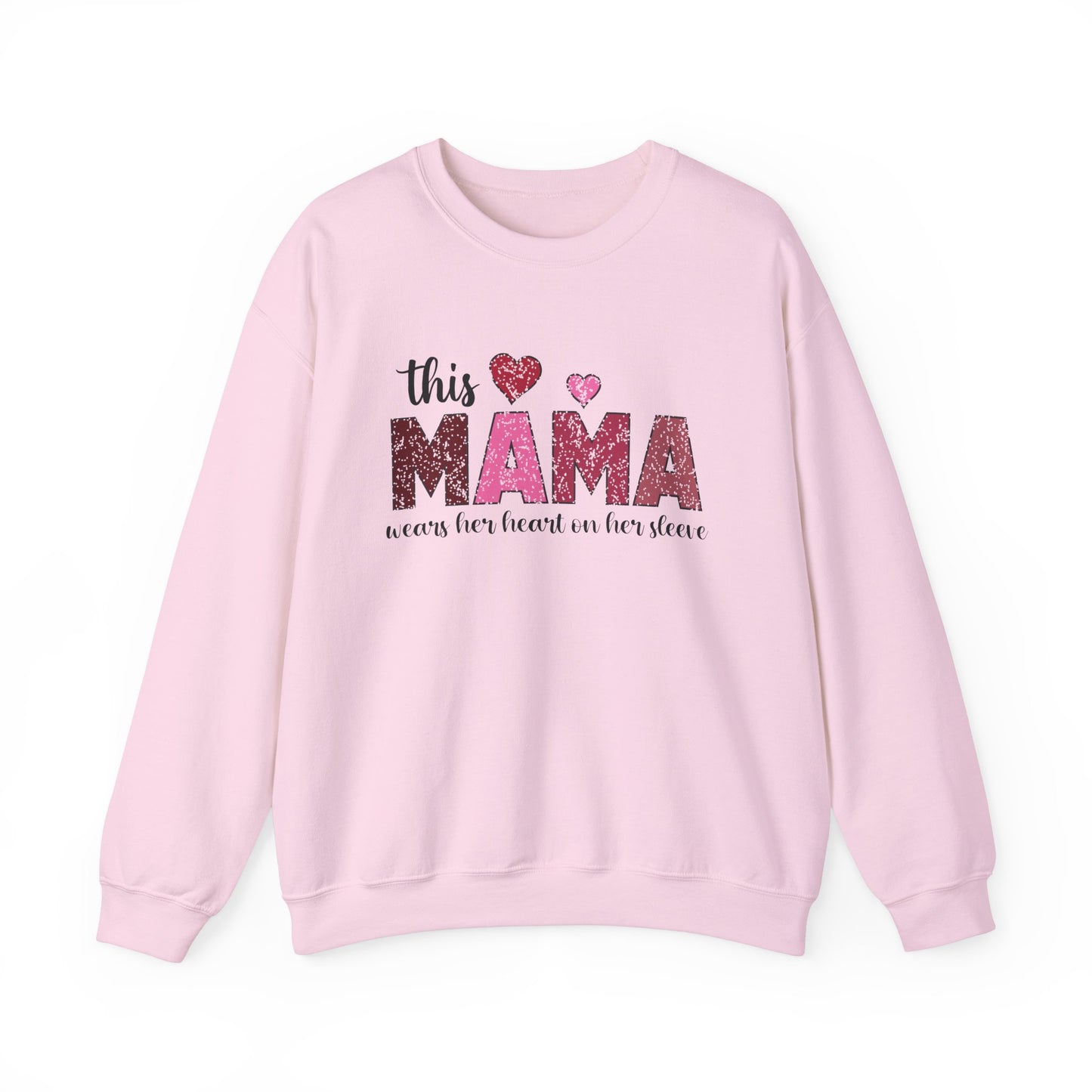 This Mama Wears Her Heart On Her Sleeve Sweatshirt, Heart On Sleeve Kids Names Sweater, Mama Hoodie, Kids Names Sweatshirt