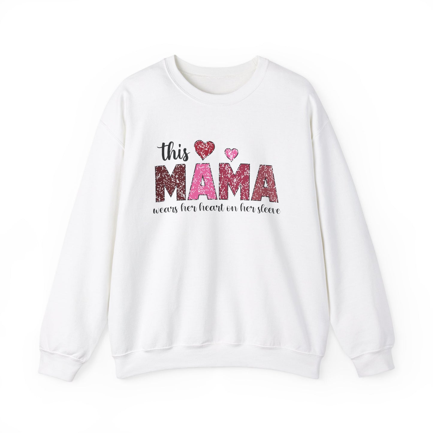 This Mama Wears Her Heart On Her Sleeve Sweatshirt, Heart On Sleeve Kids Names Sweater, Mama Hoodie, Kids Names Sweatshirt