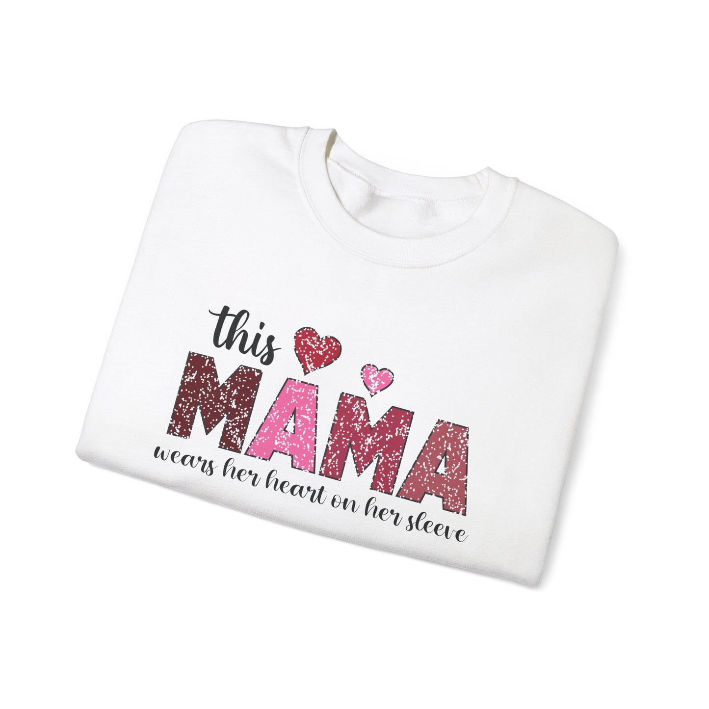 This Mama Wears Her Heart On Her Sleeve Sweatshirt, Heart On Sleeve Kids Names Sweater, Mama Hoodie, Kids Names Sweatshirt