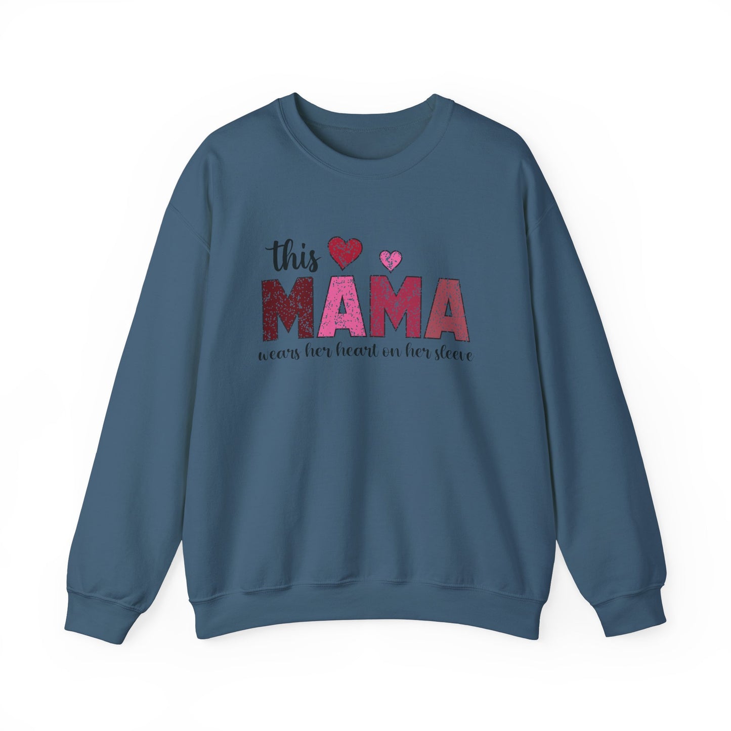 This Mama Wears Her Heart On Her Sleeve Sweatshirt, Heart On Sleeve Kids Names Sweater, Mama Hoodie, Kids Names Sweatshirt