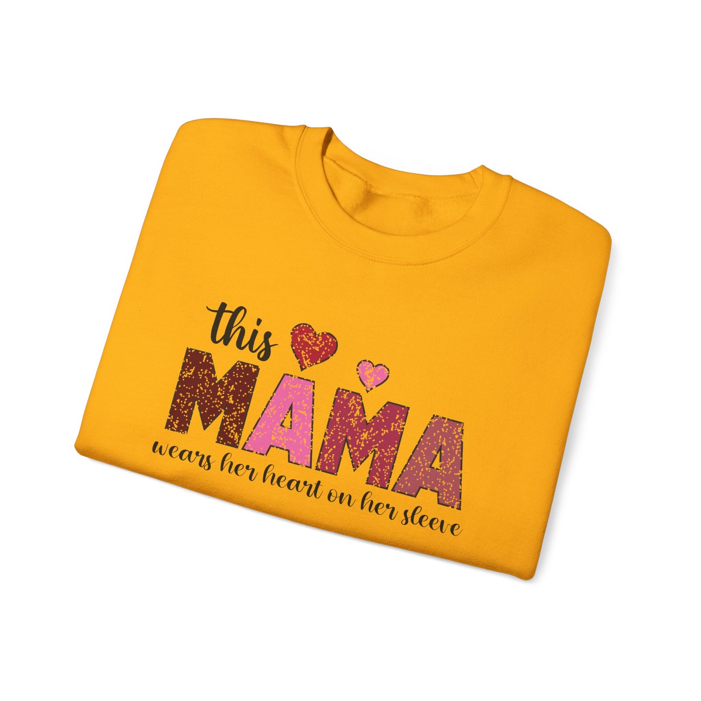 This Mama Wears Her Heart On Her Sleeve Sweatshirt, Heart On Sleeve Kids Names Sweater, Mama Hoodie, Kids Names Sweatshirt